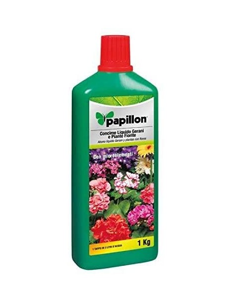 Concime liquido per gerani e piante fiorite Papillon